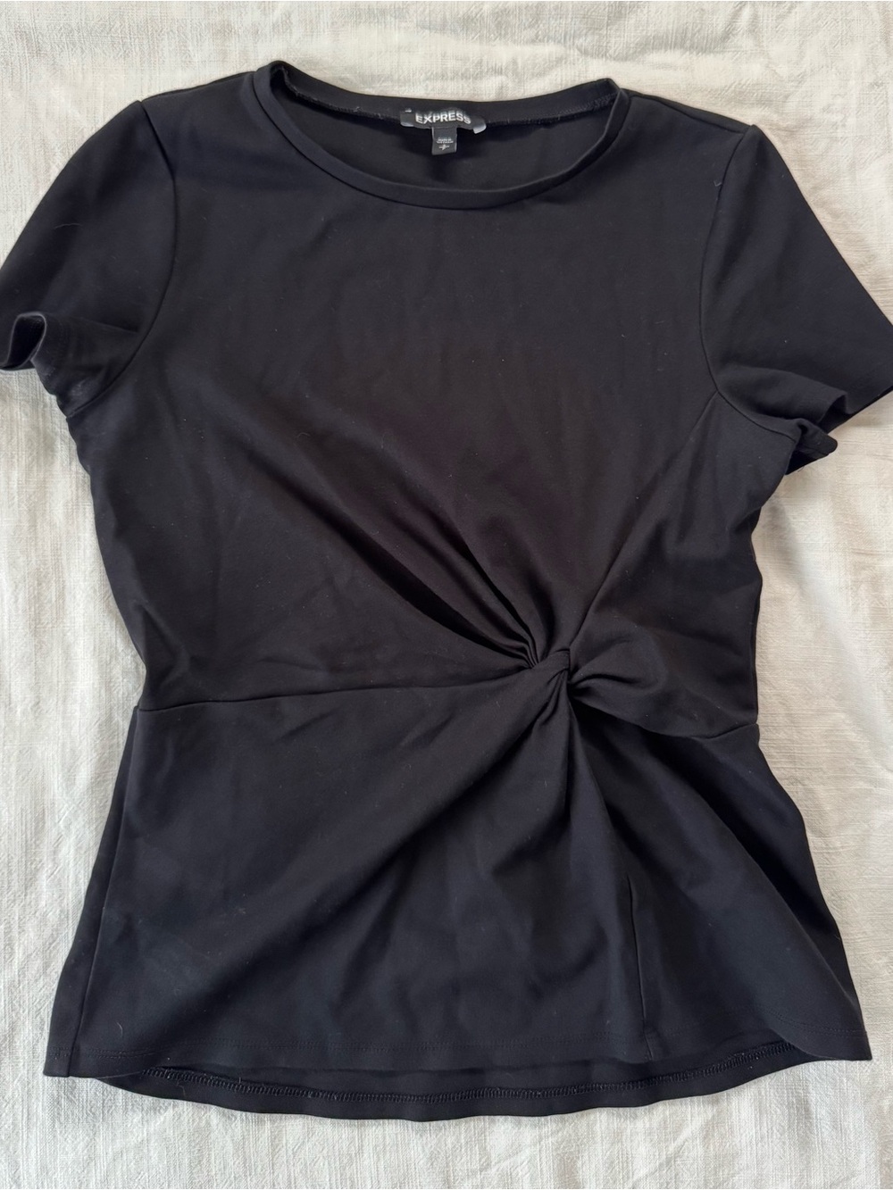 🖤 express black twist front peplum t shirt - black - size S - stretchy and comfy